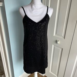 Aqua Bloomingdale’s Black Sequin Dress with Tags (Size M)